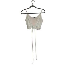 SHEIN Curve White Ribbed Tie Front Crop Top Stretchy Cami Size 0X